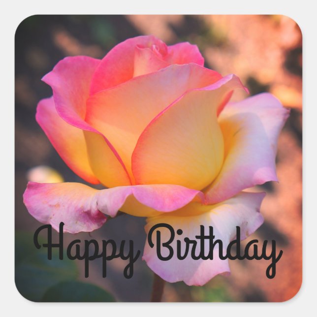 Adesivo Quadrado Feliz Aniversário Elle Rosa nº 4-2 Stickers (Frente)