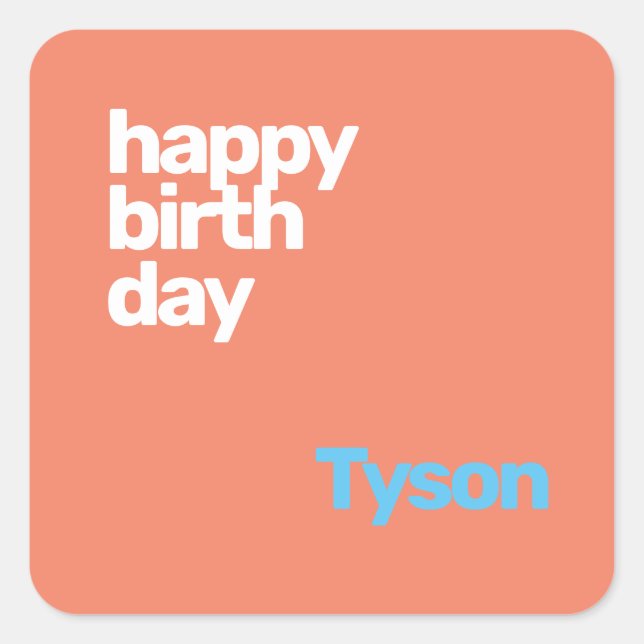 Adesivo Quadrado feliz aniversário, festa moderna rosa rosa (Frente)