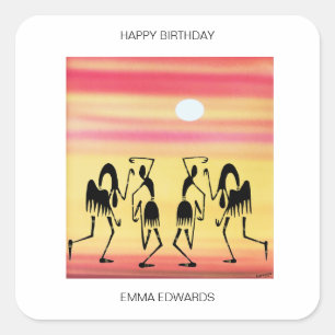 Adesivo Quadrado Feliz aniversário maravilhoso dança do Break