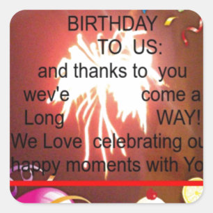 Adesivo Quadrado Feliz Aniversário Para Nós