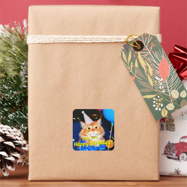 Adesivo Quadrado Feliz aniversário para você (Feriado)