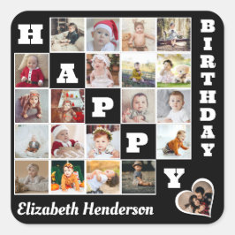 Adesivo Quadrado Feliz Aniversário Personalizado 21 Oferta de Colag