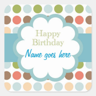 Adesivo Quadrado Feliz aniversario (pontos do poka)