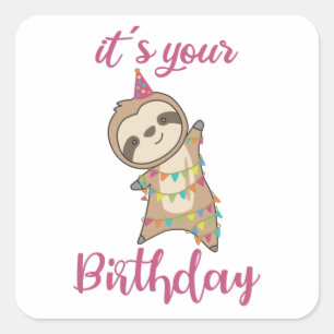 Adesivo Quadrado Feliz Aniversário Te Deseja Leve Bonita