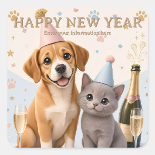 Adesivo Quadrado Feliz Ano das Patinhas para Amantes de Animais