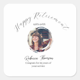 Adesivo Quadrado Feliz ano de aposentadoria nome círculo foto apose