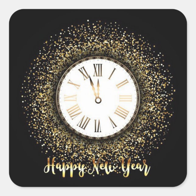 Adesivo Quadrado Feliz Ano Novo (Frente)