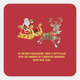 Adesivo Quadrado feliz ano novo