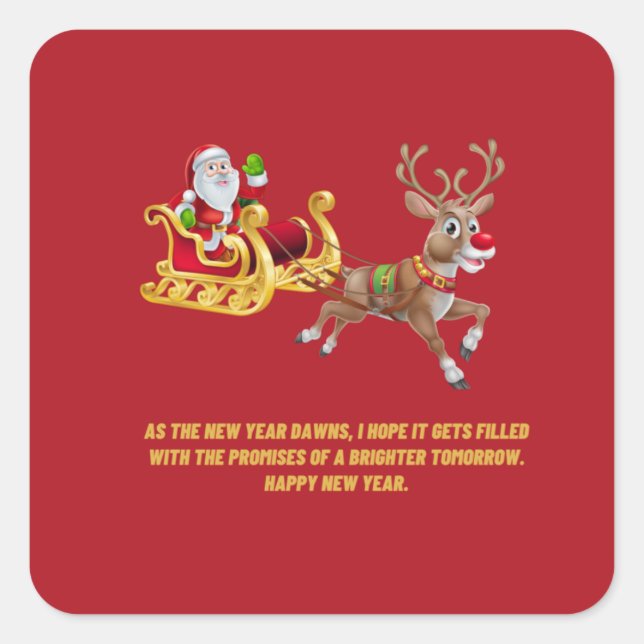 Adesivo Quadrado feliz ano novo (Frente)