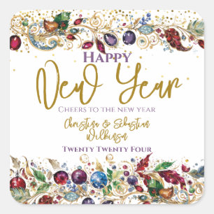 Adesivo Quadrado Feliz ano novo