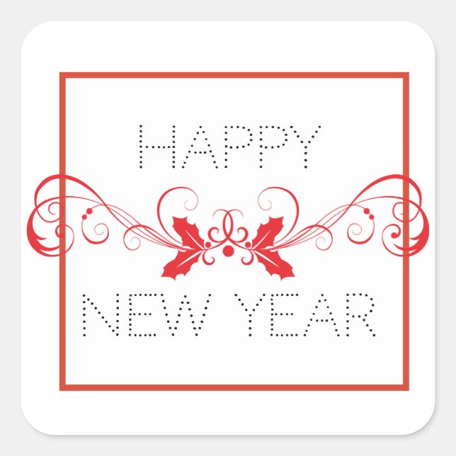Adesivo Quadrado Feliz ano novo (Frente)
