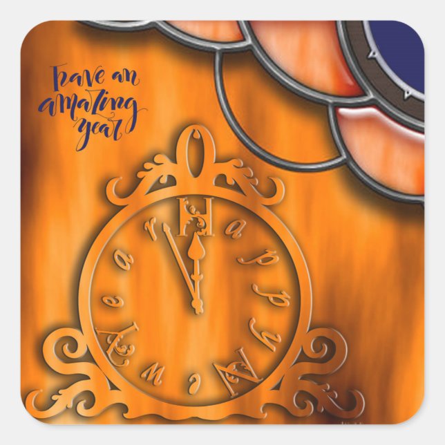 Adesivo Quadrado Feliz ano novo 2019 (Frente)