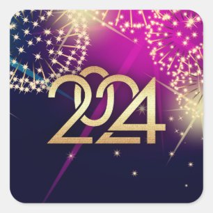 Adesivo Quadrado feliz ano novo 2022. Design do Fireworks