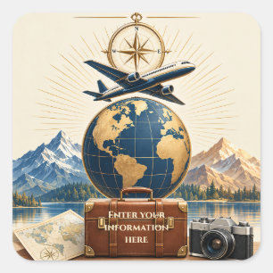 Adesivo Quadrado Feliz Ano Novo Aventura com Viagem Inspirada