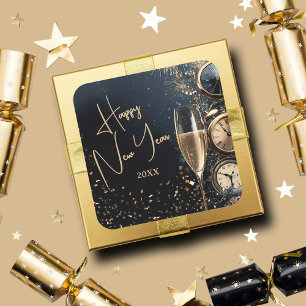 Adesivo Quadrado Feliz Ano Novo Chic Champagne Time