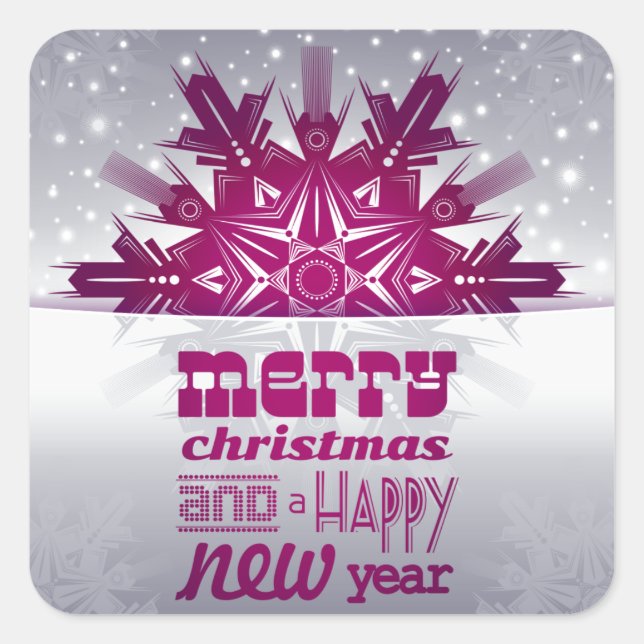 Adesivo Quadrado Feliz ano novo de Natal Moderno (Frente)