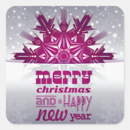 Adesivo Quadrado Feliz ano novo de Natal Moderno