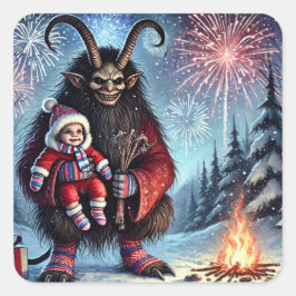 Adesivo Quadrado Feliz ano novo Krampus