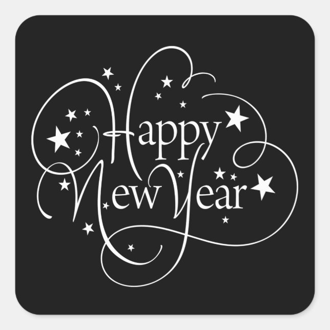 Adesivo Quadrado Feliz ano novo Personalizado (Frente)