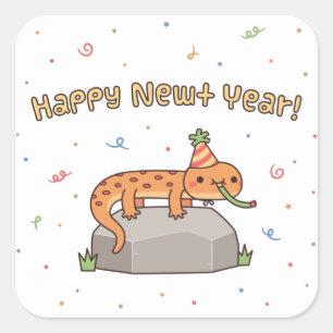 Adesivo Quadrado Feliz Ano Novo Tritão, Anagrama de Ano Novo Doodle