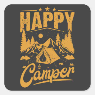 Adesivo Quadrado Feliz Aventura Camper para Entusiastas Externos