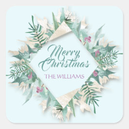 Adesivo Quadrado Feliz Belo Natal Feliz Feriados Diamond Azul