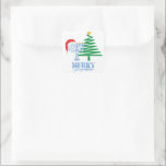 Adesivo Quadrado Feliz Chrismukkah Sticker<br><div class="desc">Feliz de Chrismukkah,  design moderna,  com uma estrela de David numa árvore de Natal e um Chapéu Santa num Menorah.</div>