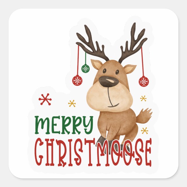 Adesivo Quadrado Feliz Christmoose (Frente)