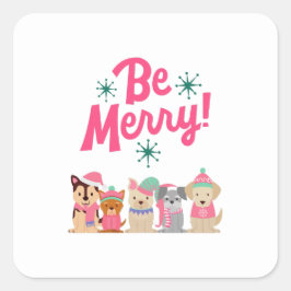 Adesivo Quadrado Feliz Colorida e Família Bright Natal 2023