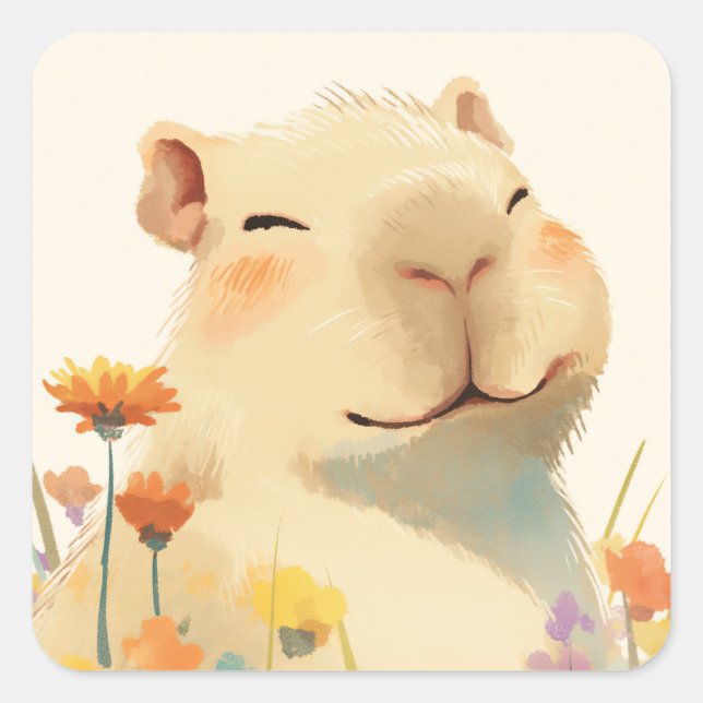 Adesivo Quadrado Feliz como Capivara (Frente)