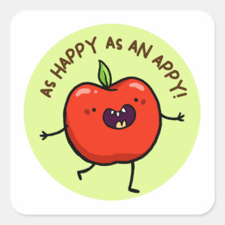 Adesivo Quadrado Feliz Como Um Vinheta De Fruta Appy