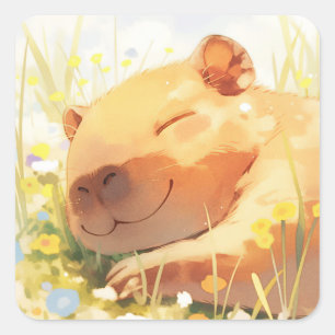 Adesivo Quadrado Feliz como uma Capivara