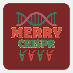 Adesivo Quadrado Feliz CRISPR! Hora de Natal, biotecnologia