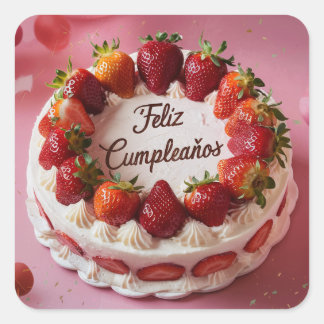 Adesivo Quadrado Feliz Cumpleaños