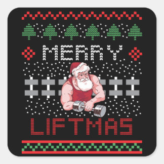 Adesivo Quadrado Feliz de Design de Liftmas Ugly Cristmas