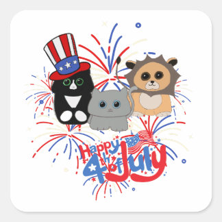 Adesivo Quadrado Feliz Dia 4 de julho
