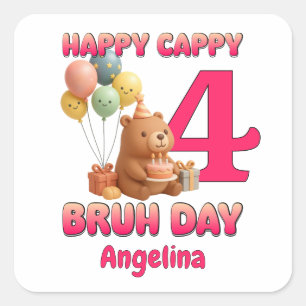 Adesivo Quadrado FELIZ DIA CAPPY BRUH Personalizado Capivara 4º Ani