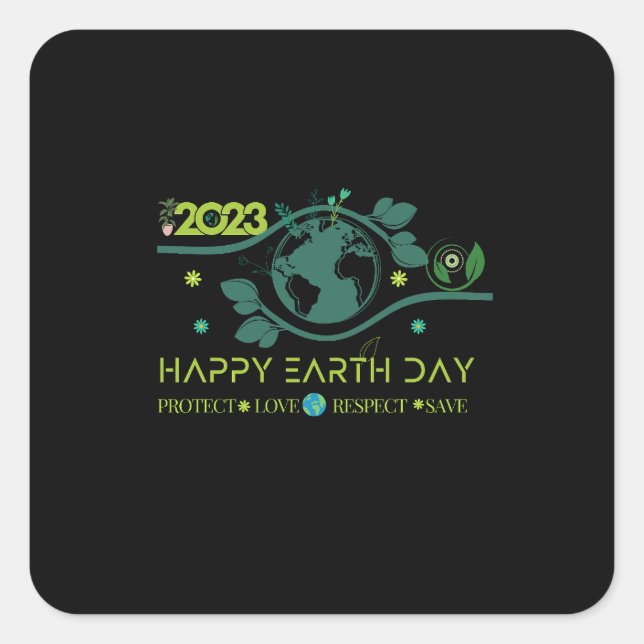 Adesivo Quadrado Feliz Dia da Terra (Frente)