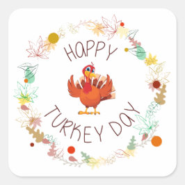 Adesivo Quadrado Feliz Dia da Turquia Sai e Turquia