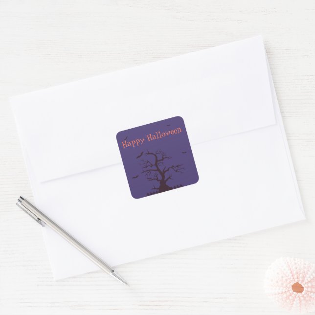 Adesivo Quadrado Feliz Dia das Bruxas (Envelope)