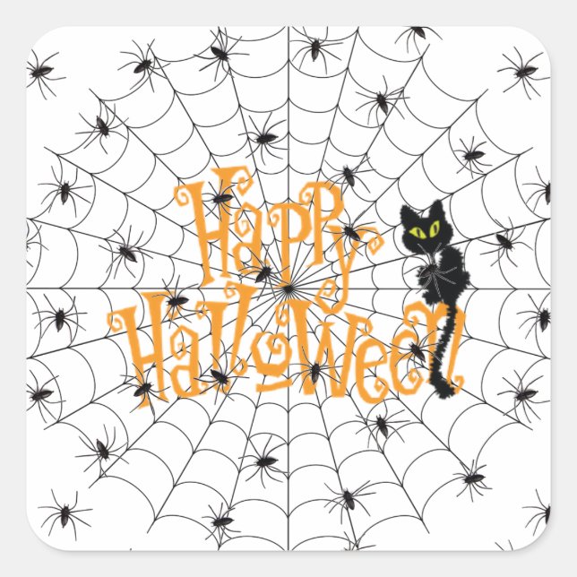 Adesivo Quadrado Feliz Dia das Bruxas (Frente)