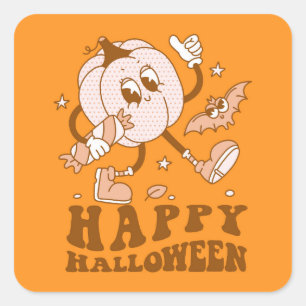 Adesivo Quadrado Feliz Dia das Bruxas Pumpkin da Bolinhas