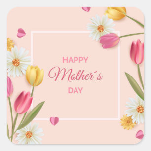 Adesivo Quadrado Feliz Dia das Mães