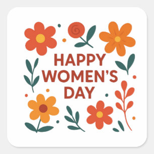 Adesivo Quadrado Feliz Dia das Mulheres