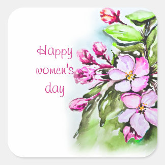 Adesivo Quadrado Feliz dia das mulheres
