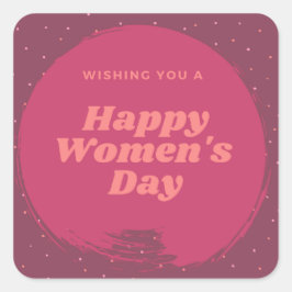 Adesivo Quadrado Feliz dia das mulheres deseja vermelho