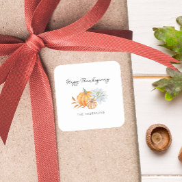 Adesivo Quadrado Feliz Dia de Ação de Graças Pumpkin Queda