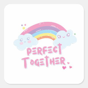 Adesivo Quadrado ❤️ Feliz Dia do Namorados ❤️ Perfeito Juntos