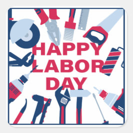 Adesivo Quadrado Feliz Dia do Trabalho Fim de Semana