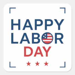 Adesivo Quadrado Feliz Dia do Trabalho Patriótico Moderno